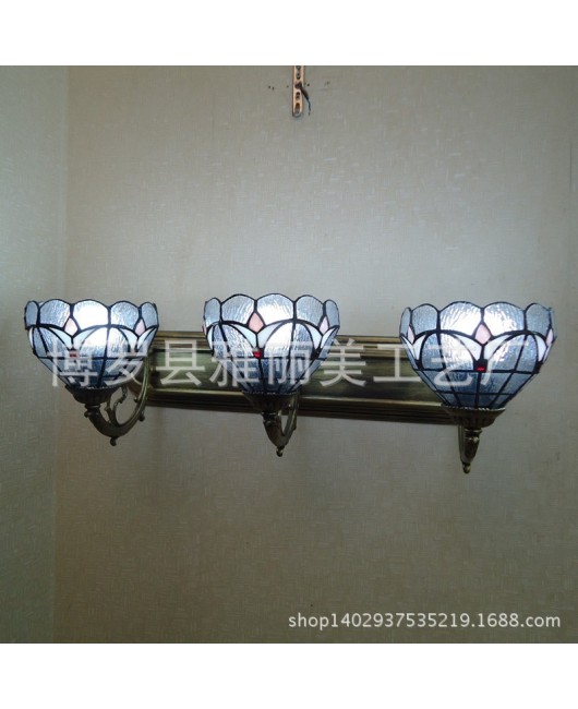 3-head wall lamp, bedroom bedside mirror, front lamp, bathroom balcony lamp, European Tiffany fashion, simple and creative lighting fixtures