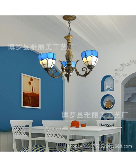 Blue Mediterranean style pendant light, customized for Tiffany Hotel, non-standard engineering hall, living room lighting fixtures