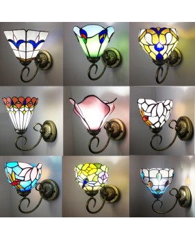 Baohua Tiffany Modern Simple Color Wall Light Bedroom Bedlight Corridor European Living Room Background Wall Light Fixture