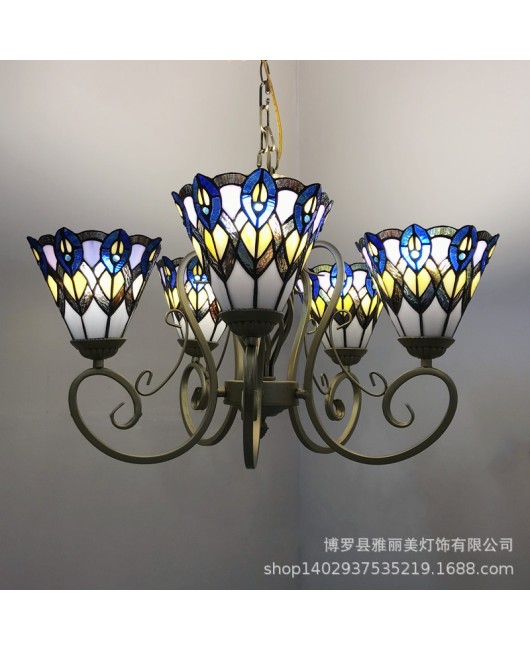 Baohua Tiffany European style countryside creative living room, bedroom, dining room, hallway, chandelier, club, coffee pipe shop, retro style hanging