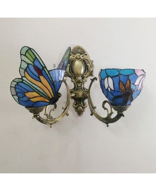 Baohua Tiffany Colored Glass Mediterranean Balcony Corridor Hotel Guest Dining Room Bedroom Bar Smart Wall Light