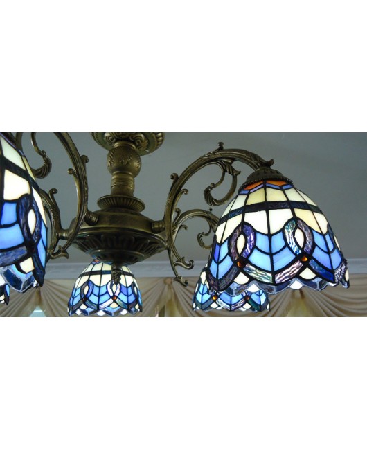 Baohua Tiffany European style home decoration multi head living room commodity house multi head bedroom ceiling lamp European style wrought iron glass lamp