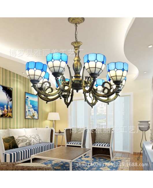 Blue Mediterranean style pendant light, customized for Tiffany Hotel, non-standard engineering hall, living room lighting fixtures