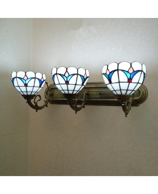 3-head wall lamp, bedroom bedside mirror, front lamp, bathroom balcony lamp, European Tiffany fashion, simple and creative lighting fixtures