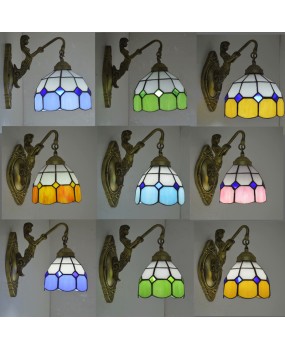 Special Offer Tiffany Colored Glass Lighting Mediterranean European Simple Lighting Bedroom Bedhead Zipper Switch Wall Light