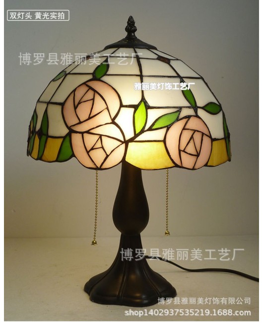 Colorful glass lighting, rural rose desk lamp, living room bedroom bedside lamp, warm desk lamp manufacturer wholesale