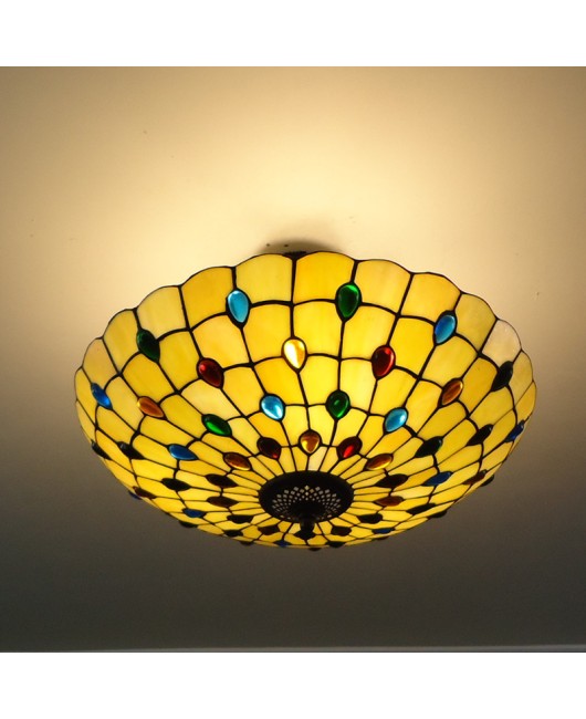 Colorful beads Tiffany LED ceiling light for living room, bedroom, study, hallway, entrance hall, garden, wholesale of ceiling lights