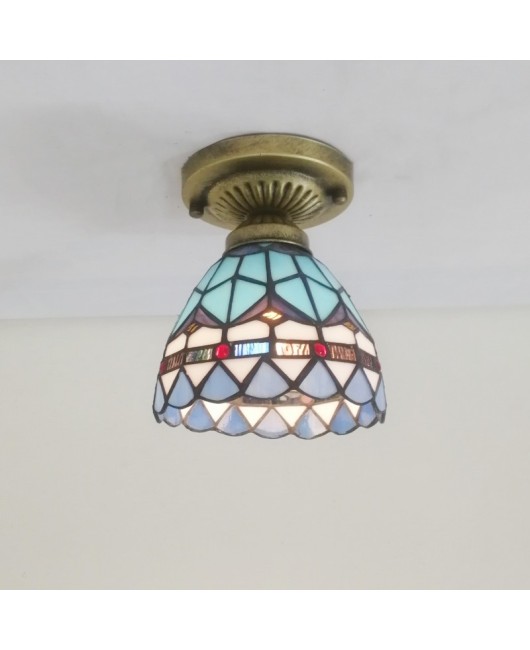 Mediterranean blue glass Tiffany lighting fixtures, hallway hallway entrance lights, modern LED small ceiling lights