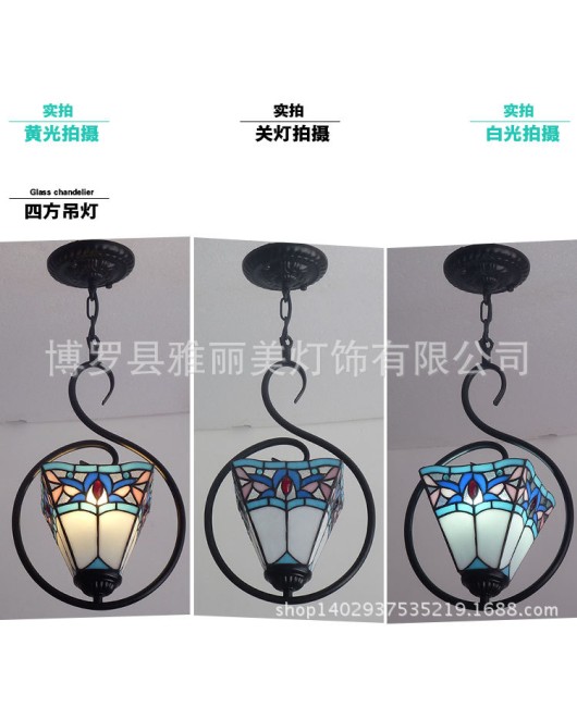 Wholesale of lighting fixtures, colored glass, European style corridor chandelier supply, Tiffany Hotel single head restaurant artistic chandelier supply