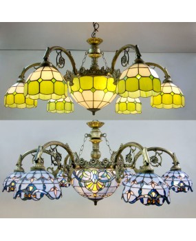 Wholesale European Tiffany ceiling lights, fashionable living room chandeliers, villas, tea houses, bars, lobby lighting fixtures