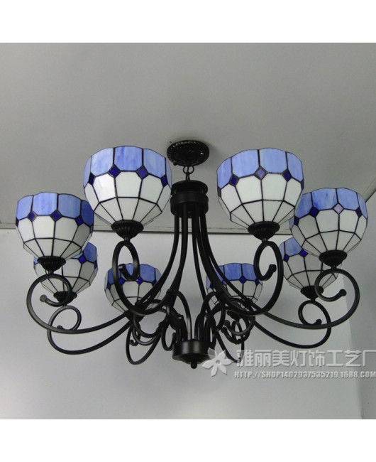 Manufacturer wholesale Tiffany wrought iron lamps Mediterranean simple romantic chandelier living room bedroom dining room multi head chandelier