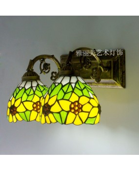 Tiffany Lamp European Countryside Modern Chinese Home Living Room Bedlight Sunflower Mirror Front Light Double Headed Wall Light