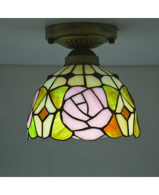 Baohua Tiffany colored lighting glass E27 European Mediterranean Baroque entrance light balcony aisle ceiling