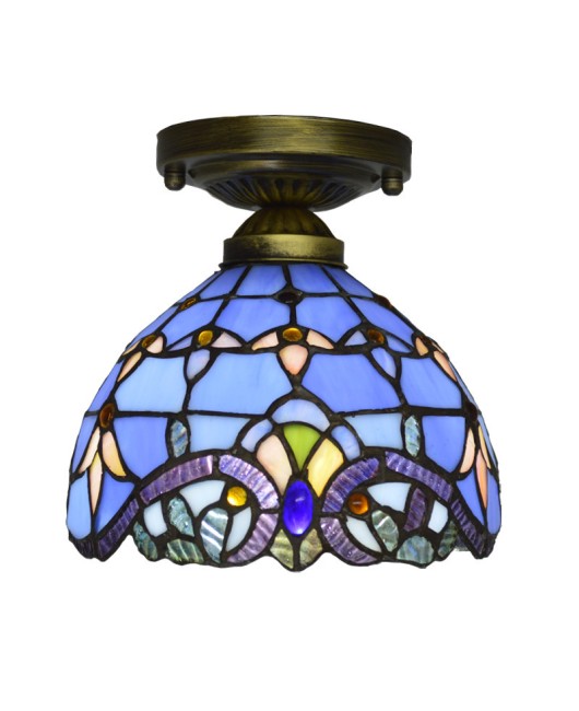 Baohua Tiffany colored lighting glass E27 European Mediterranean Baroque entrance light balcony aisle ceiling