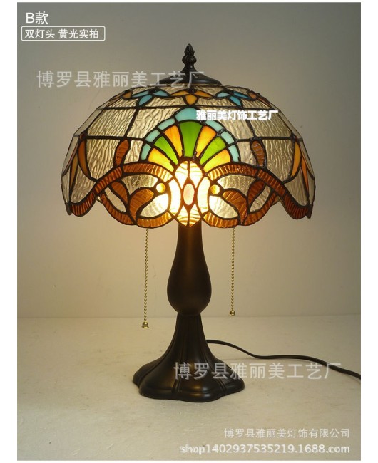 Discounted European Baroque Warm Colors Warm Bedhead Desk Lamp, Study Desk Lamp, Colored Glass Desk Lamp