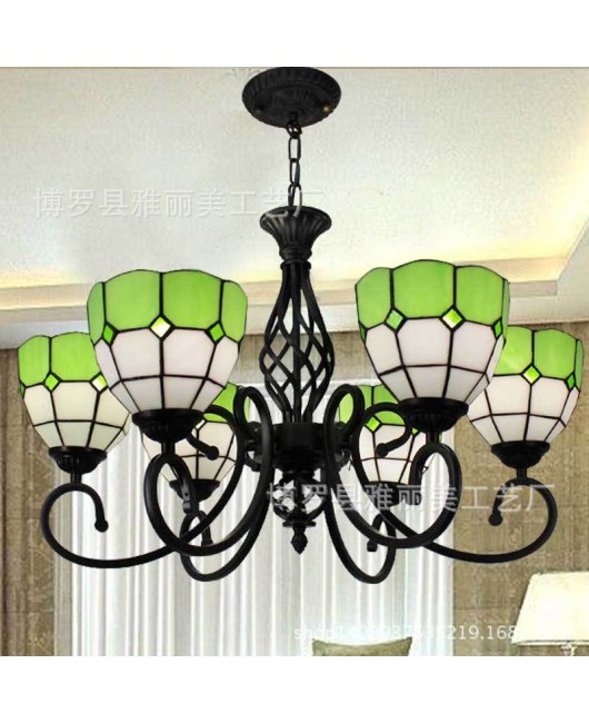 A dropshipping creative wrought iron coffee shop pendant light supply Tiffany Mediterranean style bedroom living room lighting fixtures