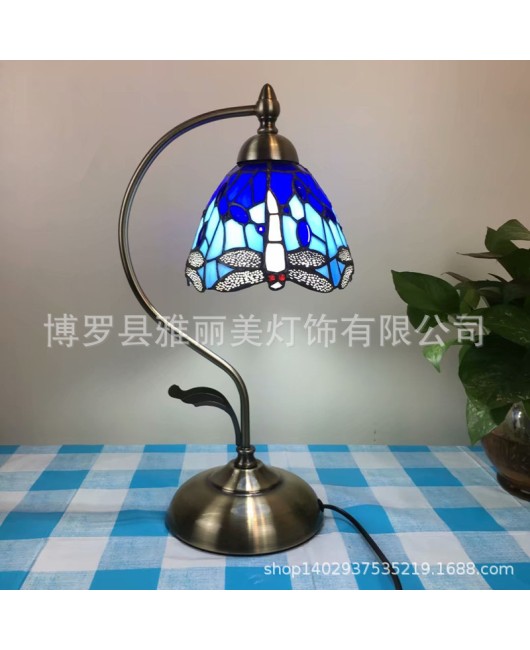 Baohua Cross border Creative Eye Protection Reading Desk Lamp Mediterranean Countryside Student Flower and Bird Desk Lamp Bedroom Bedhead Nightlight