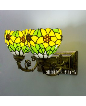 Tiffany Lamp European Countryside Modern Chinese Home Living Room Bedlight Sunflower Mirror Front Light Double Headed Wall Light