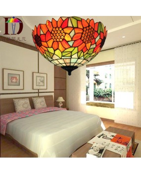 One piece dropshipping lighting manufacturer direct sales Tiffany countryside sunflower creative personality LED ceiling light promotion