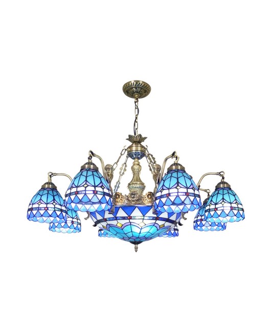 Supply Tiffany living room pendant lights, Mediterranean glass hotel non-standard engineering lighting fixtures, one piece dropshipping, special promotion