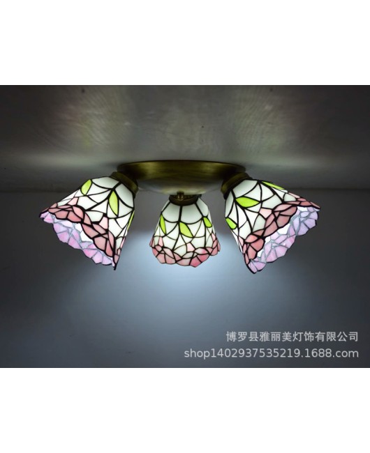 Baohua Tiffany Creative Ceiling Light Mediterranean Classic Restaurant Light Short House Bedroom Living Room Art Light New Style