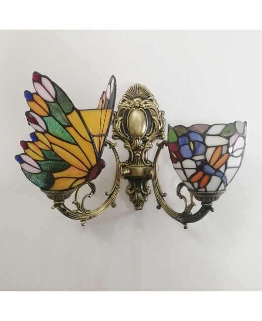 Baohua Tiffany Creative Mediterranean Glass Bedroom Bedhead Wall Light Warm Color Coffee Shop LED Art Mirror Front Light