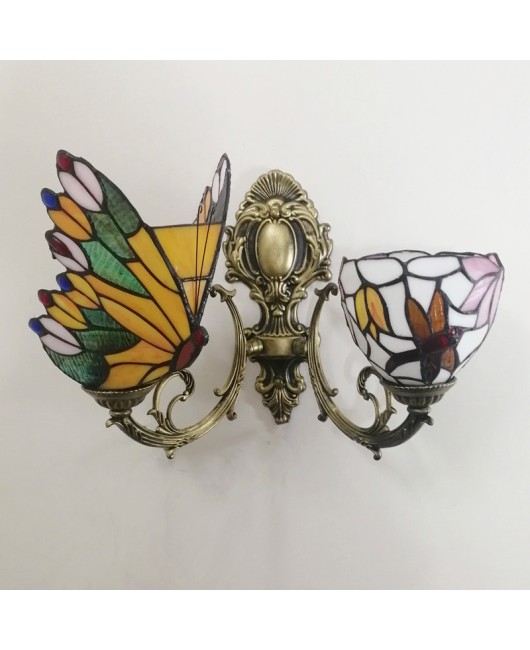 Baohua Tiffany Creative Mediterranean Glass Bedroom Bedhead Wall Light Warm Color Coffee Shop LED Art Mirror Front Light