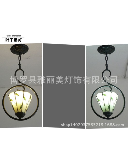 Wholesale of lighting fixtures, colored glass, European style corridor chandelier supply, Tiffany Hotel single head restaurant artistic chandelier supply