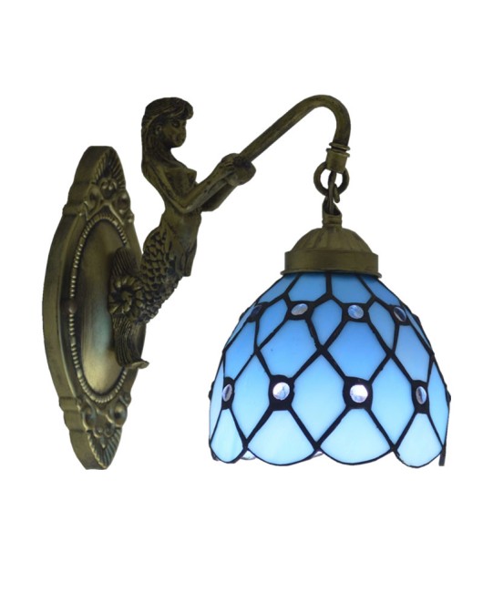 Manufacturer wholesale colored glass lamps Tiffany lighting Mediterranean beads blue minimalist wall lamp mirror headlights