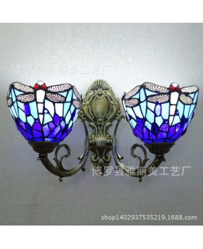 Glass Tiffany Lighting Dragonfly Corridor Wall Light LED Blue Bedhead Bedroom Bathroom Wall Light Wholesale Hot Sale