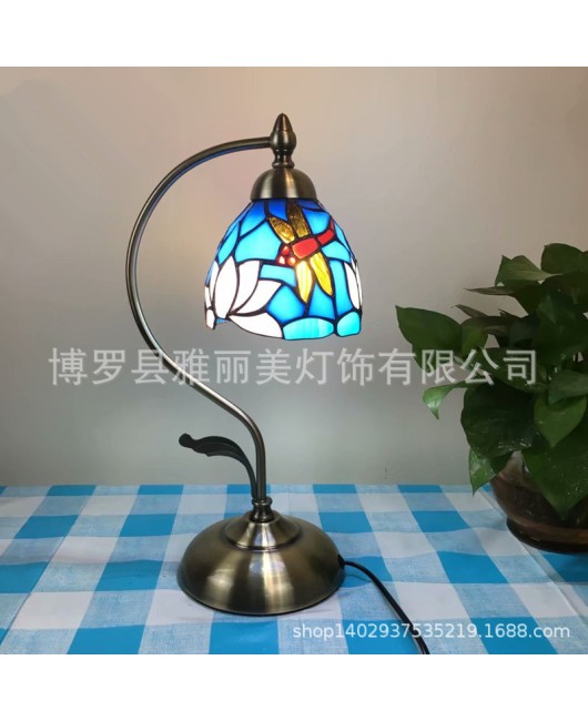 Baohua Cross border Creative Eye Protection Reading Desk Lamp Mediterranean Countryside Student Flower and Bird Desk Lamp Bedroom Bedhead Nightlight