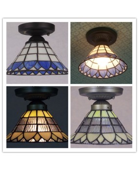 Manufacturer direct sales of Tiffany Mediterranean entrance balcony ceiling lights, colored glass fresh corridor ceiling lights