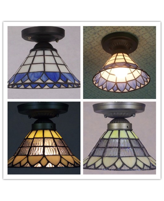 Manufacturer direct sales of Tiffany Mediterranean entrance balcony ceiling lights, colored glass fresh corridor ceiling lights