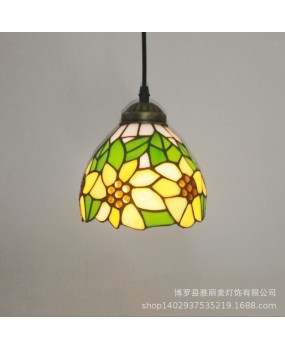 Vintage Mediterranean Creative Baohua Tiffany Colored Glass Countryside Restaurant Bar counter Corridor Three Head Pendant Light in the Corridor