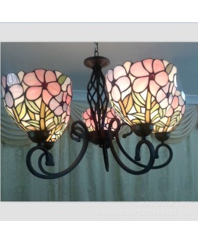 Special promotion Tiffany colored glass high-end countryside restaurant 3-5 head chandelier living room hotel bedroom chandelier