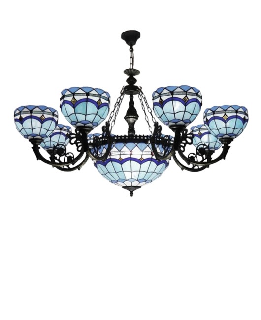 Chandelier Wholesale: Baohua Tiffany Glass Mediterranean Multi story Multi head Duplex Hotel Restaurant Clubhouse Chandelier