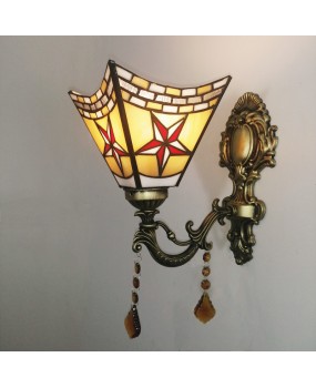 European style wall lamp, bedside lamp, bedroom mirror headlight, antique style wall lamp, American style creative aisle, single head Tiffany Mediterranean