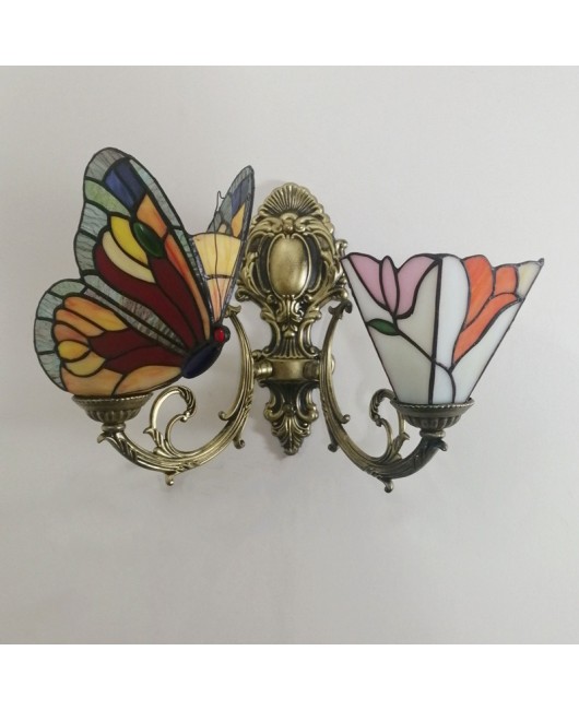 Baohua Tiffany Colored Glass Mediterranean Balcony Corridor Hotel Guest Dining Room Bedroom Bar Smart Wall Light