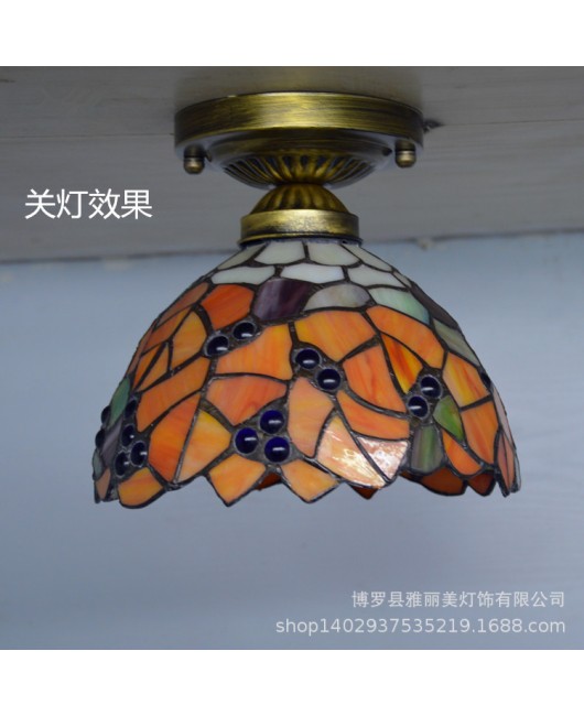 Baohua Tiffany colored lighting glass E27 European Mediterranean Baroque entrance light balcony aisle ceiling