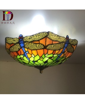 Manufacturer direct sales Tiffany countryside style dragonfly circular corridor hotel study bedroom ceiling light special promotion