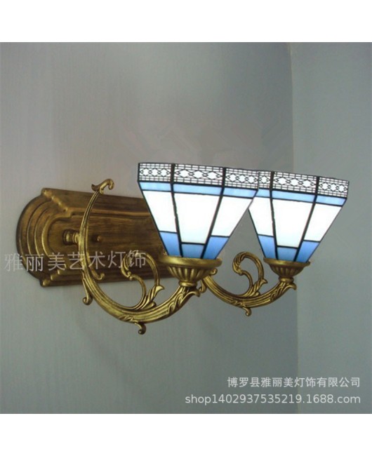 Colorful glass lighting fixtures, simple European modern Mediterranean lighting fixtures, bedroom headboard, dining room, bathroom wall lights wholesale