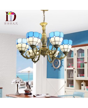 Blue Mediterranean style pendant light, customized for Tiffany Hotel, non-standard engineering hall, living room lighting fixtures