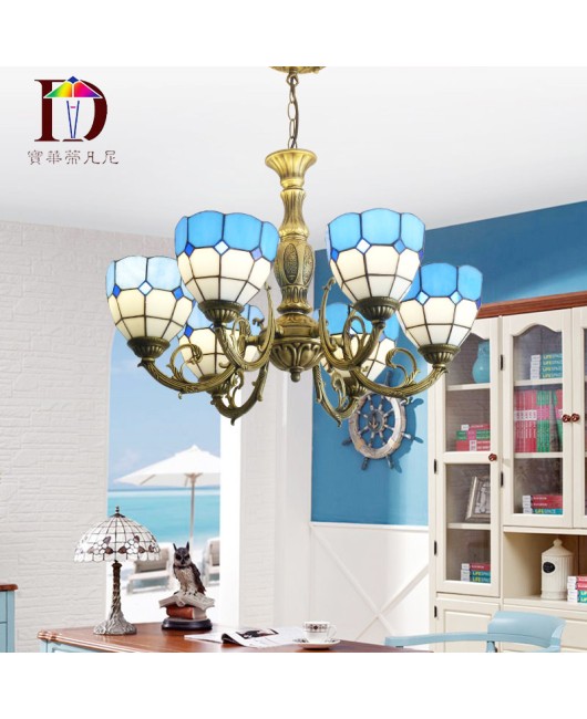 Blue Mediterranean style pendant light, customized for Tiffany Hotel, non-standard engineering hall, living room lighting fixtures