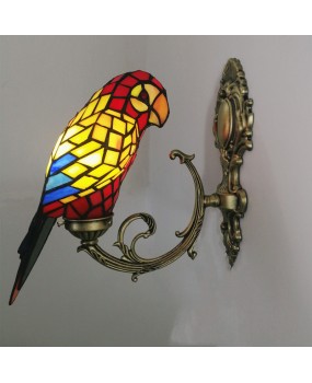 Rural restaurant, bar, clubhouse entrance wall lamp, European style villa hallway balcony lamp, Tiffany bedside parrot wall lamp