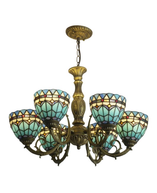 Supply Tiffany living room pendant lights, Mediterranean glass hotel non-standard engineering lighting fixtures, one piece dropshipping, special promotion