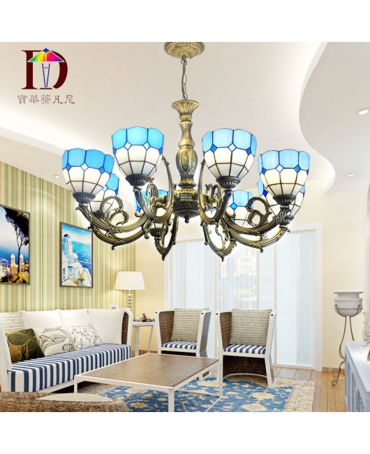 Blue Mediterranean style pendant light, customized for Tiffany Hotel, non-standard engineering hall, living room lighting fixtures