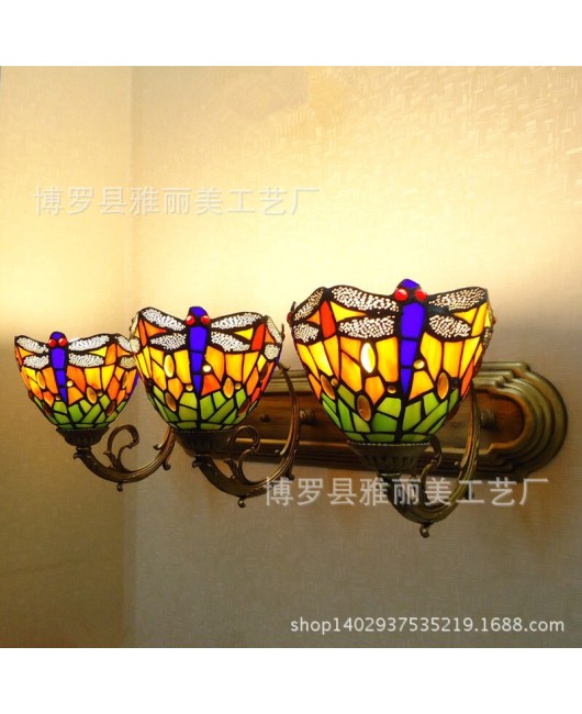 60cm Tiffany wall lamp dragonfly countryside style children's room hotel bathroom mirror headlight manufacturer wholesale