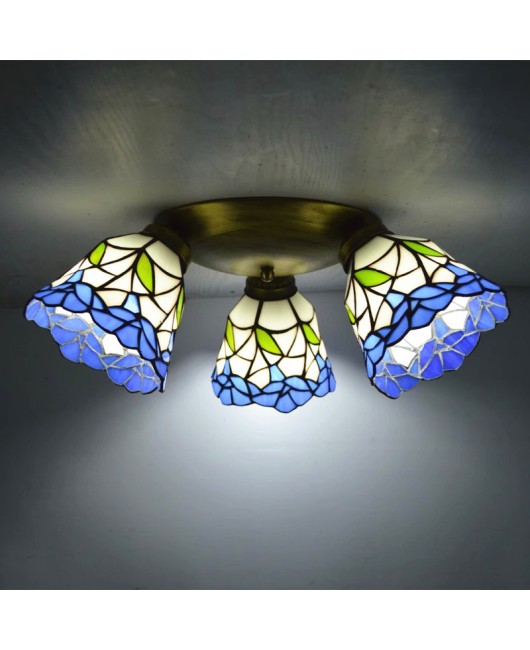 Baohua Tiffany Creative Ceiling Light Mediterranean Classic Restaurant Light Short House Bedroom Living Room Art Light New Style