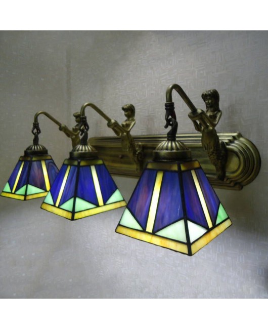 A dropshipping promotional lighting fixture Tiffany Glass Mediterranean Creative Iron Bedroom Bedhead Hotel Balcony Wall Light