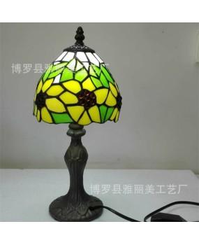 Wholesale Garden Tiffany Sunflower Small Desk Lamp Bar Study Bedroom Bedhead Mini Desk Lamp LED Night Light